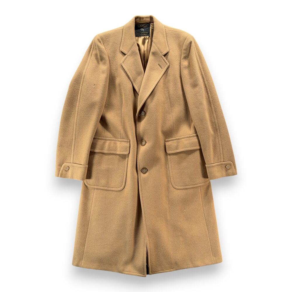Vintage Hart Schaffner Marx Coat Adult LARGE Brown Camel Hair Trumpeter USA 70s